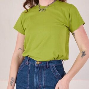 Big Bud Press Organic Cotton Preppy Quirky Artsy Vintage Tee XS in Gross Green